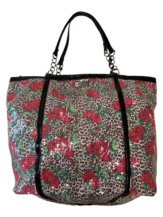 Betsey Johnson Handbags - Betsey Johnson extra-large sequin leopard and rose print tote